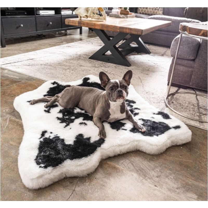 PupRug™ Faux Black Cowhide Memory Foam Dog Bed NEW ARRIVAL