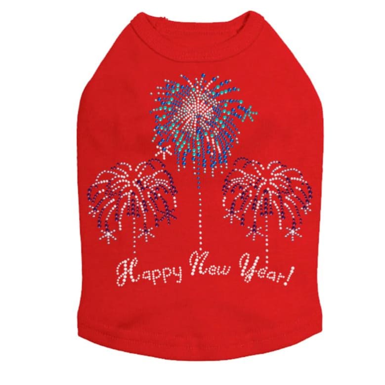 Happy New Year Fireworks Dog Tank Top clothes for small dogs, cute dog apparel, cute dog clothes, dog apparel, dog sweaters