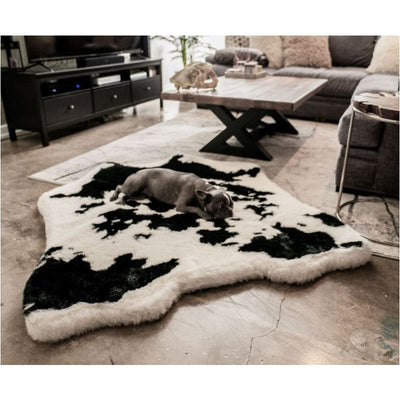 PupRug™ Faux Black Cowhide Memory Foam Dog Bed NEW ARRIVAL