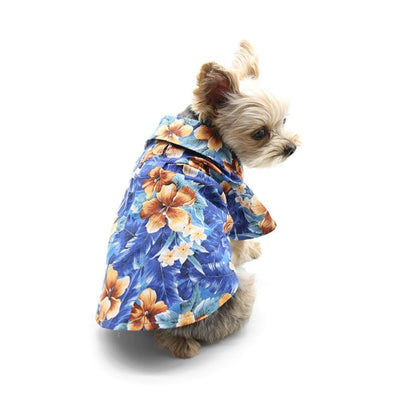 Tropical Floral Dog Shirt Blue Dog Apparel clothes for small dogs, cute dog apparel, cute dog clothes, dog apparel, dog sweaters