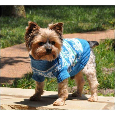 - 100% Pure Combed Cotton Blue Snowflake Dog Sweater clothes for small dogs cute dog apparel cute dog clothes dog apparel dog hoodies