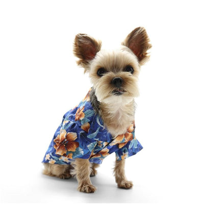 Tropical Floral Dog Shirt Blue Dog Apparel clothes for small dogs, cute dog apparel, cute dog clothes, dog apparel, dog sweaters