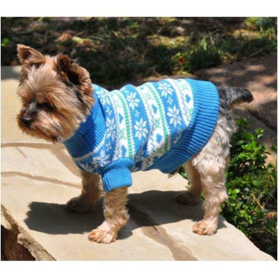 - 100% Pure Combed Cotton Blue Snowflake Dog Sweater clothes for small dogs cute dog apparel cute dog clothes dog apparel dog hoodies