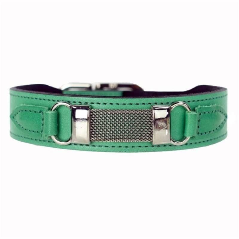 - Barclay Italian Leather Dog Collar in Kelly Green genuine leather dog collars HARTMAN & ROSE luxury dog collars