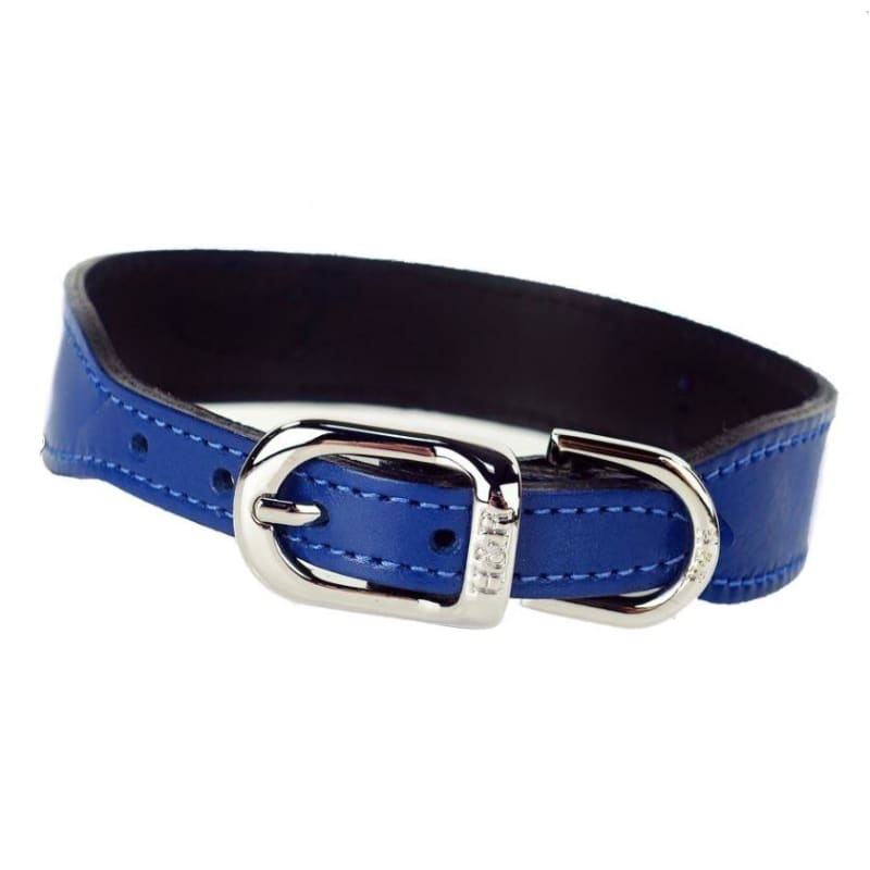 - Barclay Italian Leather Dog Collar in Cobalt Blue genuine leather dog collars HARTMAN & ROSE luxury dog collars