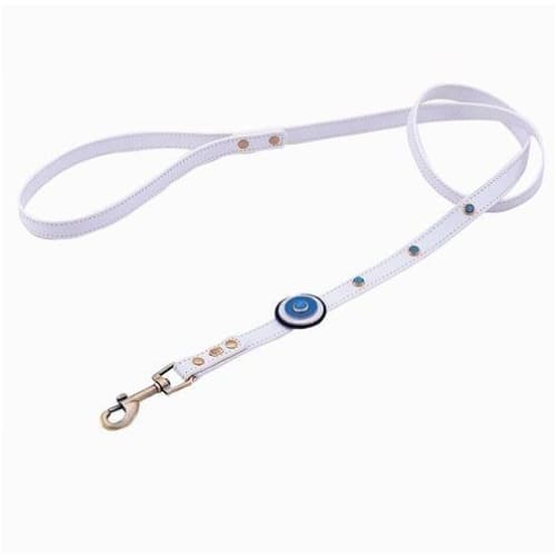 - Happy Campers Circle & Blue Cat Eye Genuine Leather Dog Collar NEW ARRIVAL