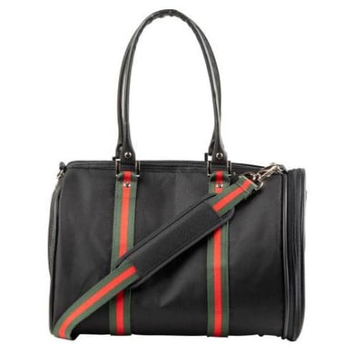 Black Stripe JL Duffel Dog Carrying Bag Pet Carriers & Crates luxury dog carriers, luxury dog purse carriers, NEW ARRIVAL