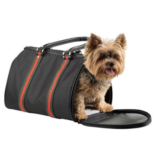 Black Stripe JL Duffel Dog Carrying Bag Pet Carriers & Crates luxury dog carriers, luxury dog purse carriers, NEW ARRIVAL