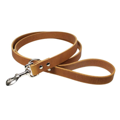 Adjustable 1 Light Brown Leather Martingale Chain Dog Collar NEW ARRIVAL