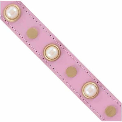 - Boho Glass Pearl Genuine Leather Pink Dog Collar NEW ARRIVAL
