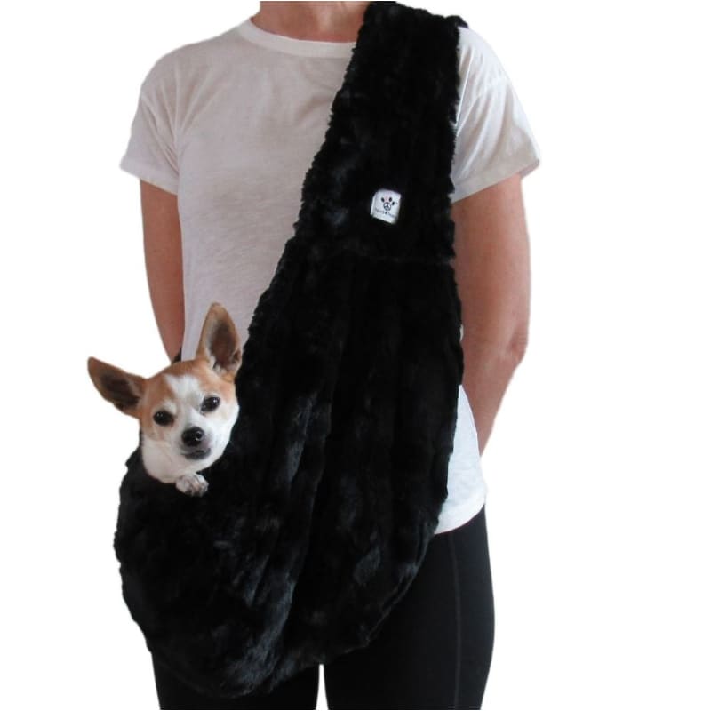 Faux Fur Black Dog Sling Carrier Pet Carriers & Crates dog carriers, dog carriers backpack, dog carriers slings, dog purse carrier, DOG 