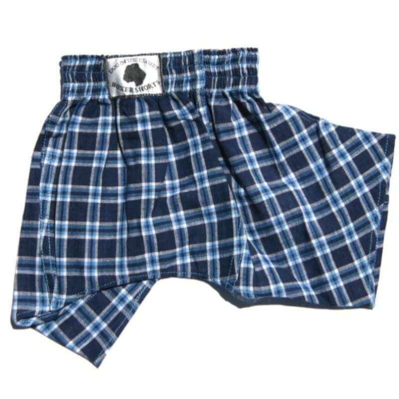 Blue Plaid Flannel Boxer Shorts For Dogs boxer shorts for dogs, clothes for small dogs, cute dog apparel, cute dog clothes, dog apparel