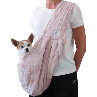 Faux Fur Blush Pink Dog Sling Carrier Pet Carriers & Crates dog carriers, dog carriers backpack, dog carriers slings, dog purse carrier, DOG