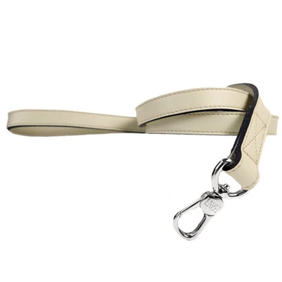 Estate Italian Leather Dog Collar in Bone & Nickel Pet Collars & Harnesses genuine leather dog collars, HARTMAN & ROSE, luxury dog collars, 