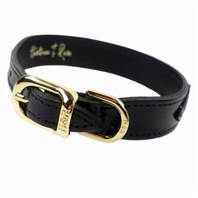 - Regency Italian Leather Dog Collar in Black Patent genuine leather dog collars HARTMAN & ROSE luxury dog collars