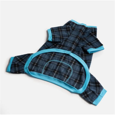 Blue Plaid Dog Onesie Pajamas PAJAMAS