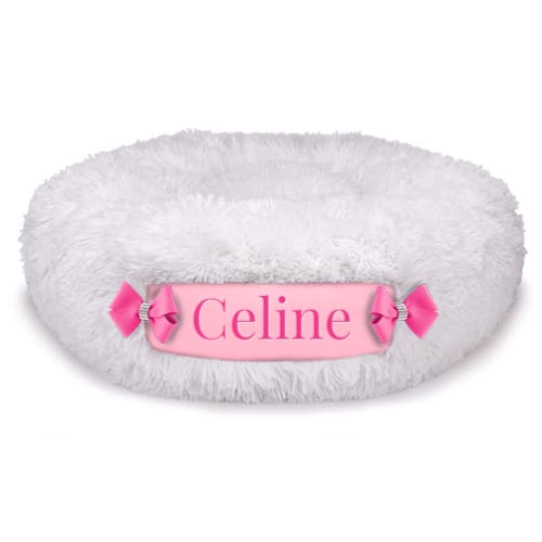 Cream Shag & Puppy Pink Customizable Dog Bed NEW ARRIVAL