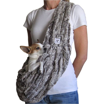 Faux Fur Chocolate Swirl Dog Sling Carrier Pet Carriers & Crates dog carriers, dog carriers backpack, dog carriers slings, dog purse 