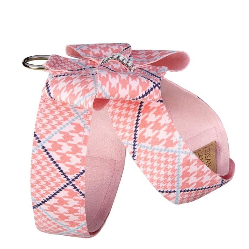 Peaches & Cream Glen Houndstooth Ultrasuede Nouveau Bow Tinkie Harness