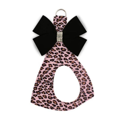 Pink Cheetah & Black Nouveau Bow Step-In Harness