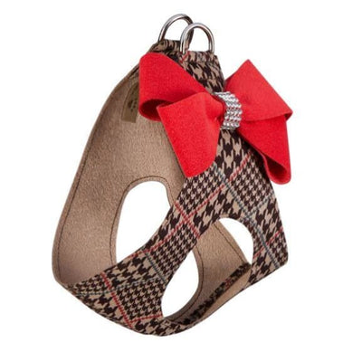 Chocolate Glen Houndstooth Red Pepper Nouveau Bow Step-In Harness