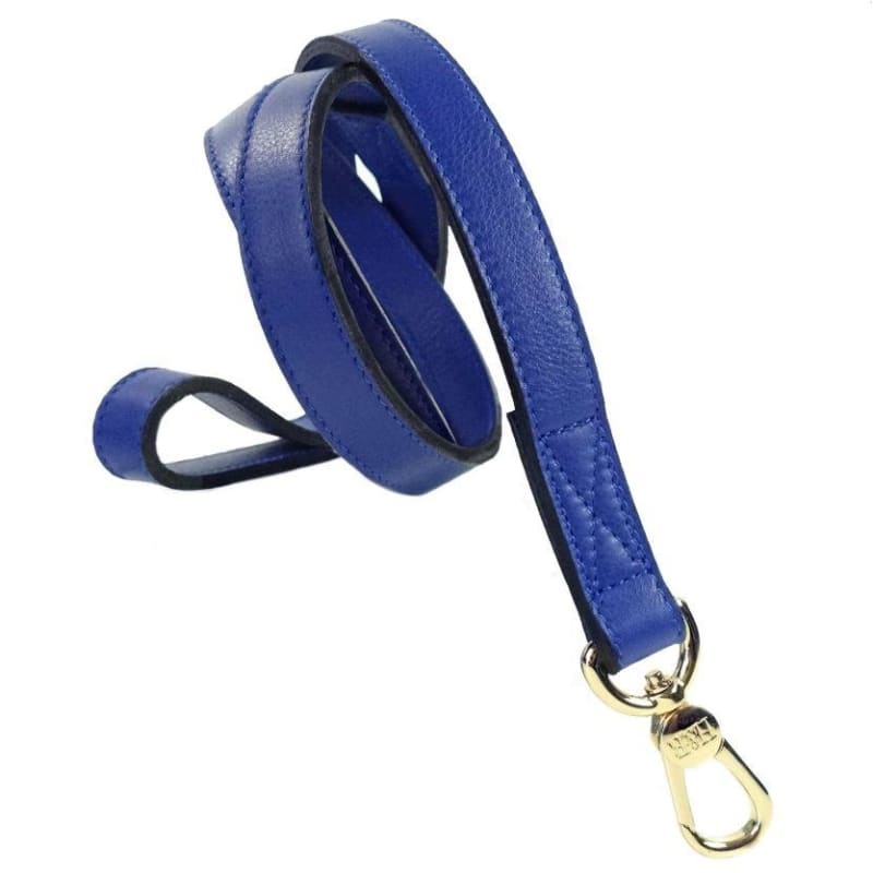 - Horse & Hound Italian Leather Dog Collar in Cobalt Blue genuine leather dog collars HARTMAN & ROSE luxury dog collars