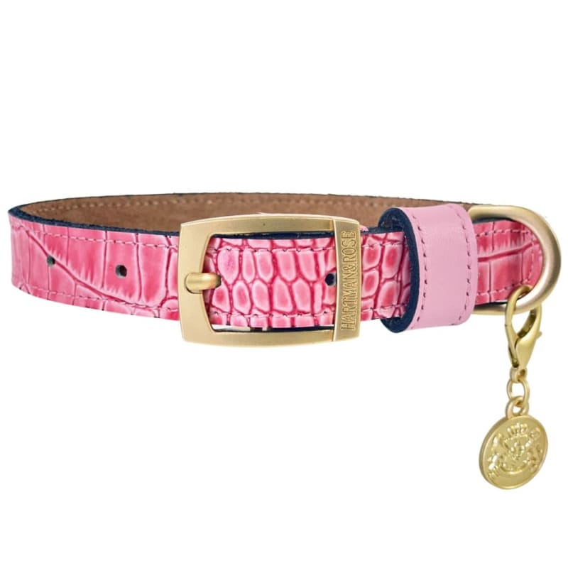 Cayman Italian Leather Dog Collar in Sweet Pink Pet Collars & Harnesses genuine leather dog collars, luxury dog collars, MADE TO ORDER, NEW 