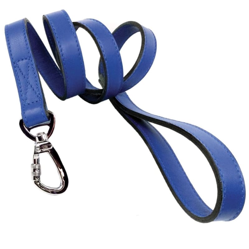Belmont Italian Leather Dog Collar In Cobalt Blue & Nickel Pet Collars & Harnesses genuine leather dog collars, luxury dog collars, NEW 