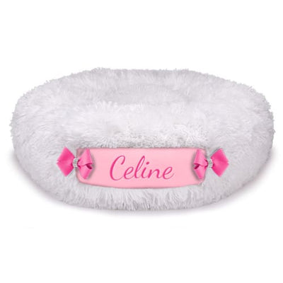 Cream Shag & Puppy Pink Customizable Dog Bed NEW ARRIVAL