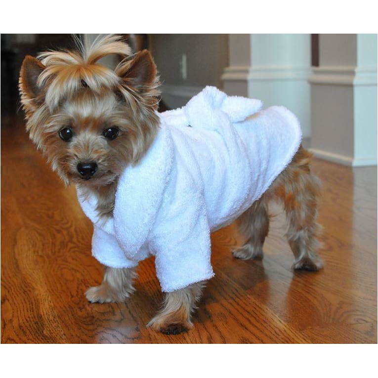 White & Gold Crown Terrycloth Dog Bathrobe boxer shorts for dogs, clothes for small dogs, cute dog apparel, cute dog clothes, dog apparel