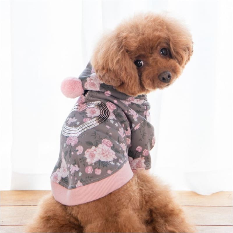 Gray & Pink Calla Dog Hoodie NEW ARRIVAL, PUPPIA