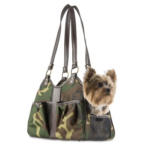 - Metro Camo & Brown Leather Dog Carrying Bag
