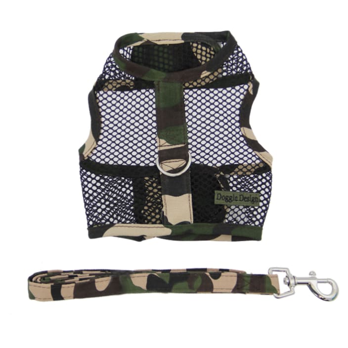 - Camouflage Mesh Dog Harness & Leash Set