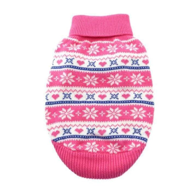 - 100% Pure Combed Cotton Pink Snowflake Dog Sweater