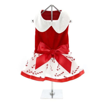 - Candy Cane Dog Dress With Matching Leash clothes for small dogs cute dog apparel cute dog clothes cute dog dresses dog apparel