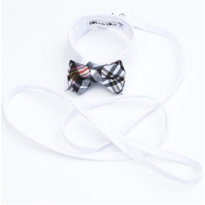 - White Shirt Dog Collar With Plaid Bow Tie