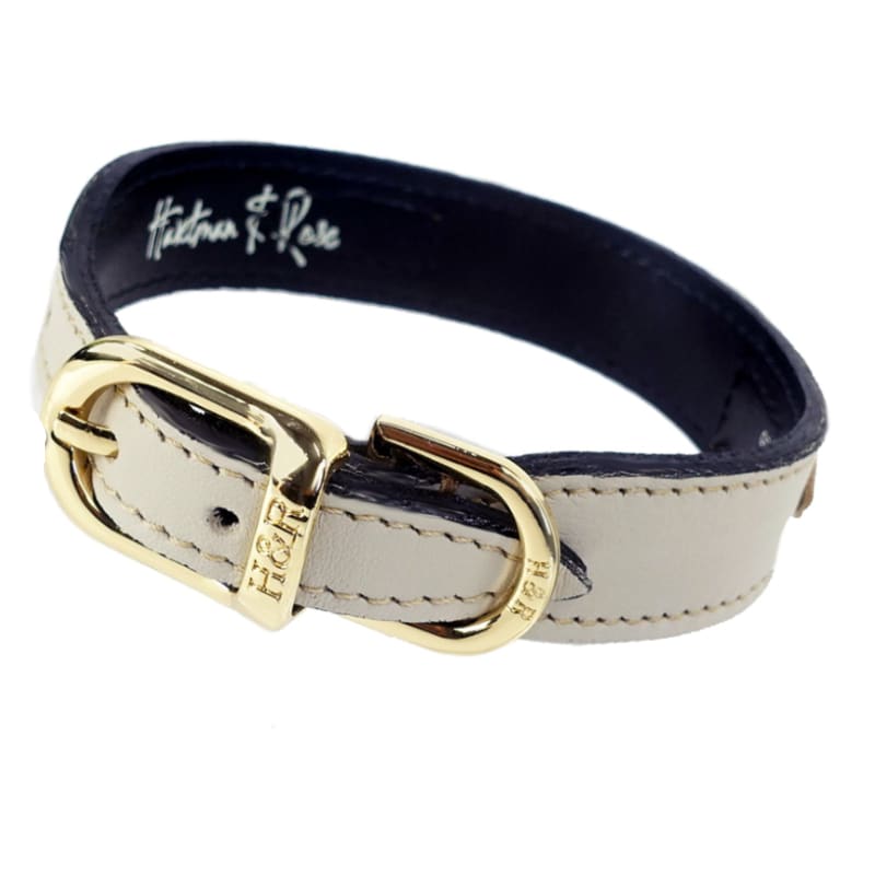 - Colony Club Italian Leather Dog Collar In Tan & Gold