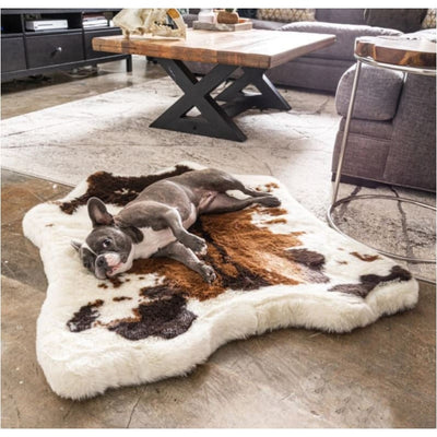 PupRug™ Faux Brown Cowhide Memory Foam Dog Bed NEW ARRIVAL