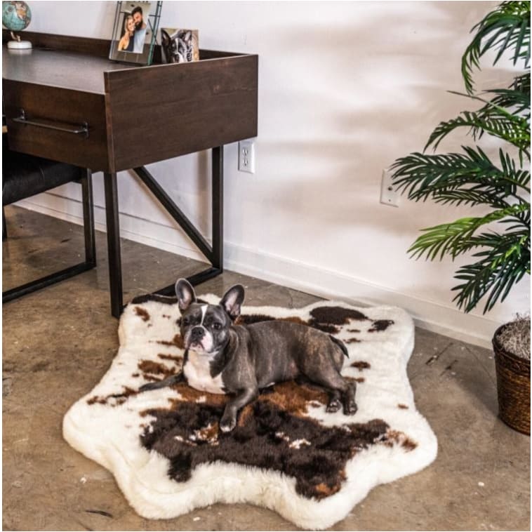 PupRug™ Faux Brown Cowhide Memory Foam Dog Bed NEW ARRIVAL