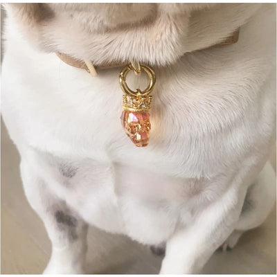 King Lou Crown & Skull Collar Charm Gold NEW ARRIVAL