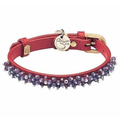 Mini Beaded Amethyst Genuine Leather Dog Collar bling dog collars, cute dog collar, dog collars, fun dog collars, leather dog collars