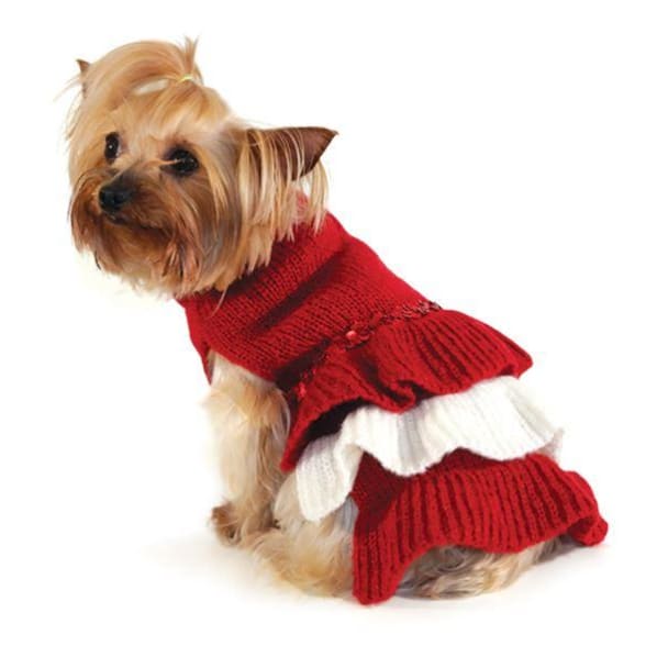 Sequin Dog Sweater Dress in Red clothes for small dogs, COATS, cute dog apparel, cute dog clothes, cute dog dresses