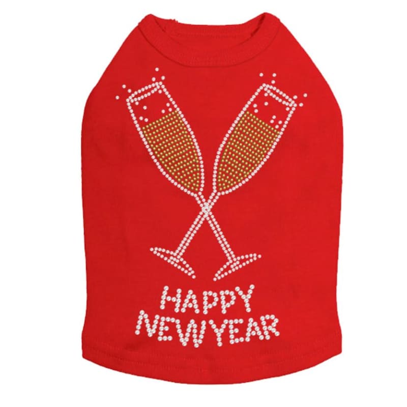 Happy New Year Champagne Glasses Dog Tank Top clothes for small dogs, cute dog apparel, cute dog clothes, dog apparel, dog sweaters