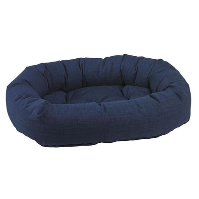 Midnight Blue Microlinen Donut Dog Bed bagel beds for dogs, bolster beds for dogs, cute dog beds, donut beds for dogs, luxury dog beds