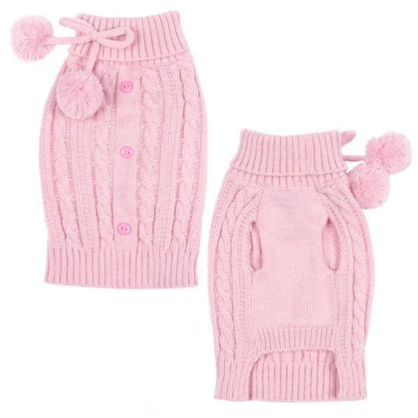 Pink Pom Cable Knit Sweater NEW ARRIVAL