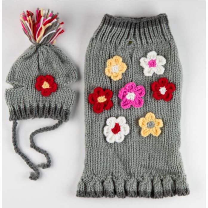 Flower Knit Sweater with Hat NEW ARRIVAL