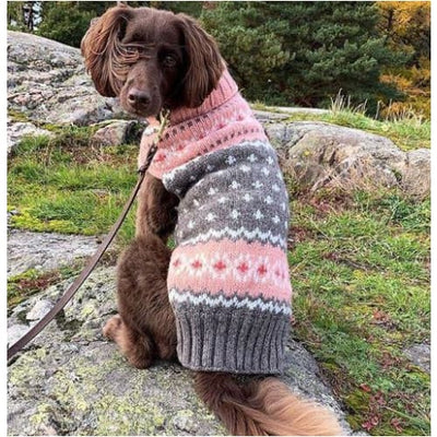- Peach Fairlisle Hand-Knit Wool Dog Sweater clothes for small dogs cute dog apparel cute dog clothes dog apparel dog sweaters