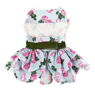 Pink Rose Dress With Matching Leash clothes for small dogs, cute dog apparel, cute dog clothes, cute dog dresses, dog apparel