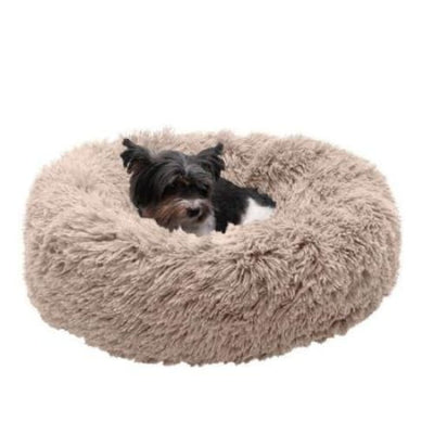 Calming Cuddler Long Fur Donut Bed in Taupe NEW ARRIVAL