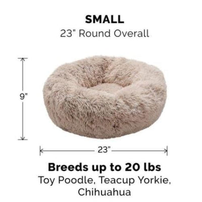 Calming Cuddler Long Fur Donut Bed in Taupe NEW ARRIVAL